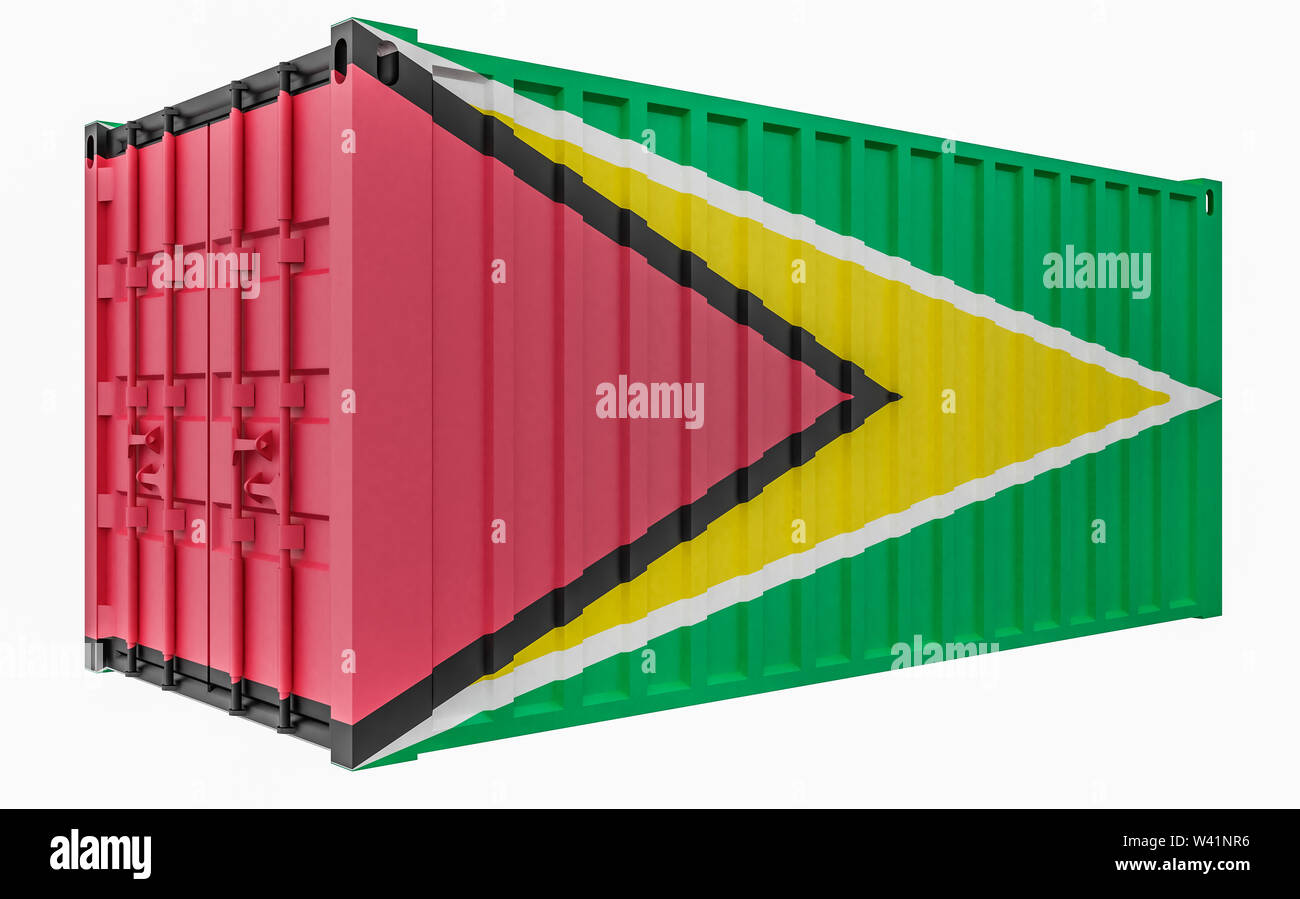 3D Render of Cargo Container with Guyana Flag Stock Photo Alamy