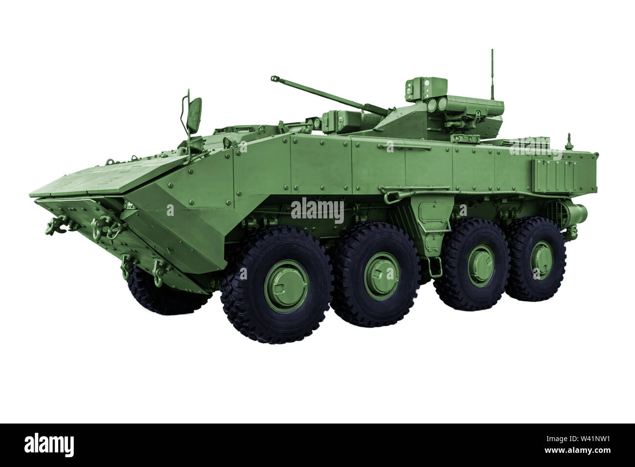 Armored personnel carrier on a white background. Stock Photo
