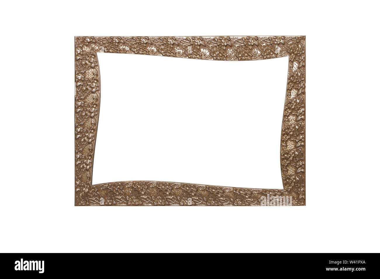 rectangular metal vintage frame. isolated on white background Stock
