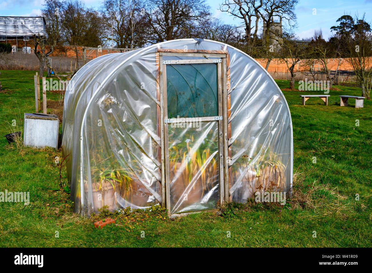 Plastic poly tunnel Stock Photo