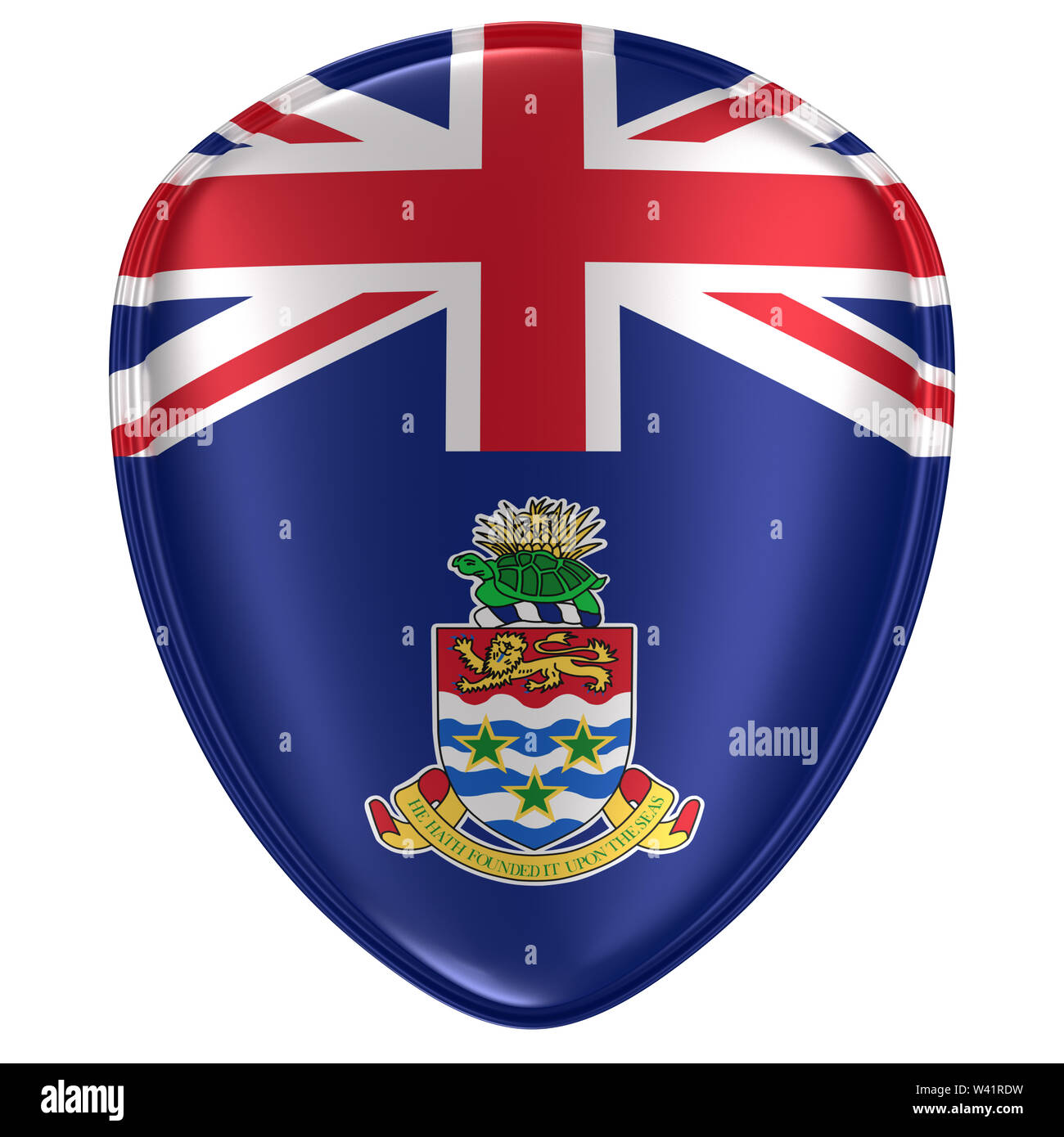 3d rendering of a Cayman Islands flag icon on white background. Stock Photo