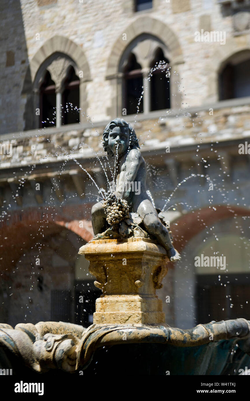 Italy, Tuscany, Prato, Bacchino Fountain in Piazza del Comune Stock Photo