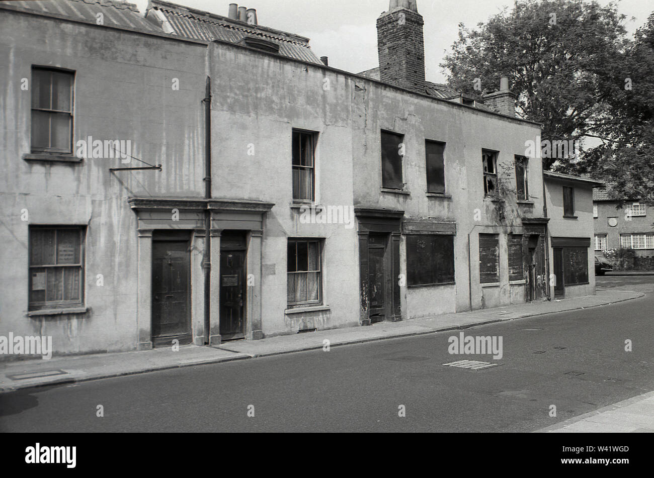 Early 1970s, historical, old victorian housing in Charlton village