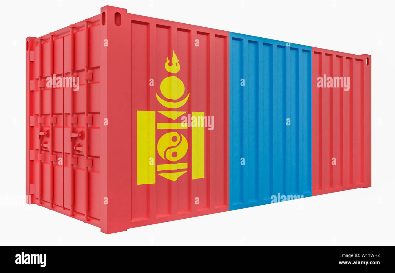 3D Render of Cargo Container with Mongolia Flag Stock Photo - Alamy