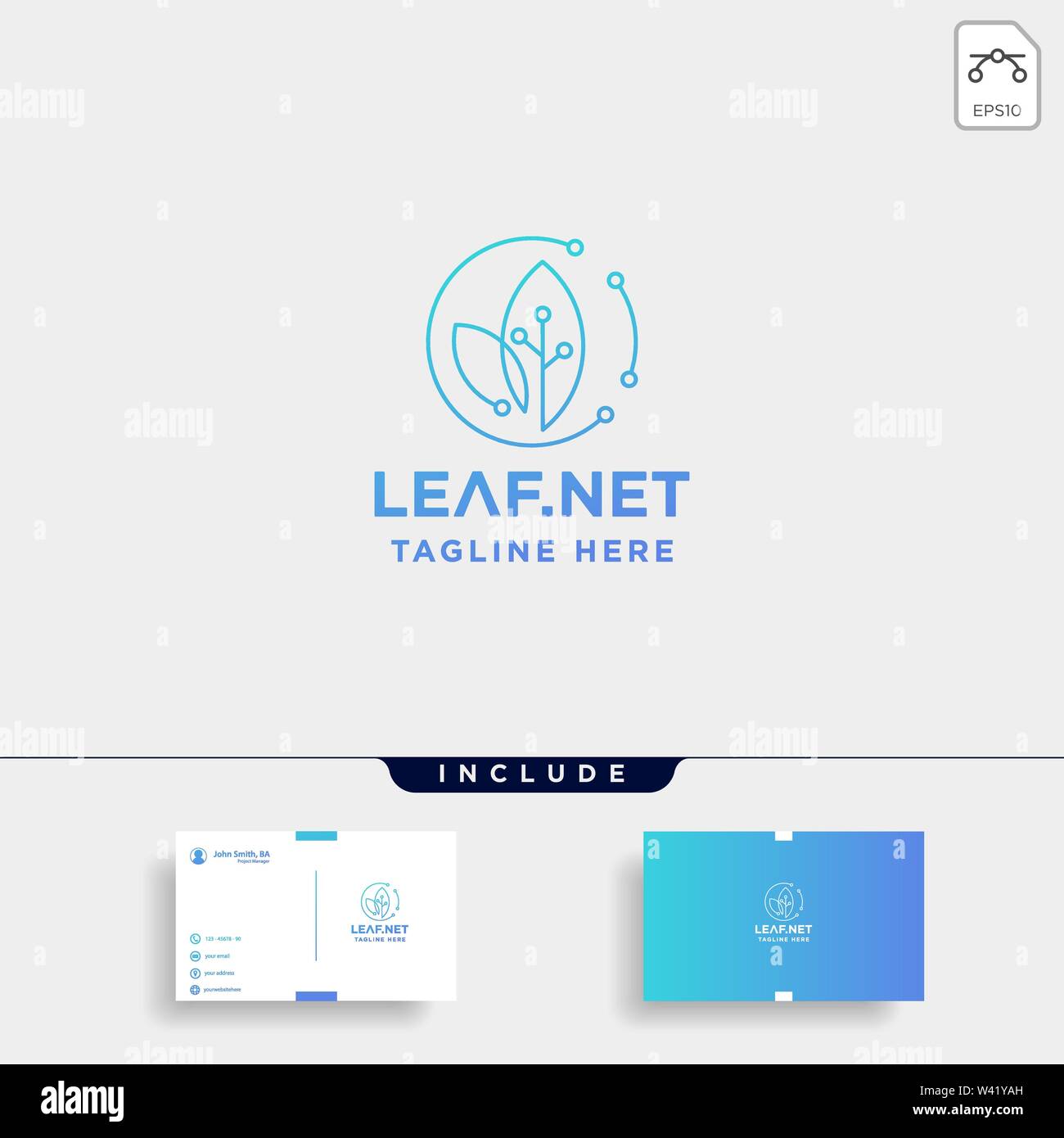 leaf green technology logo design nature tech symbol icon illustration ...