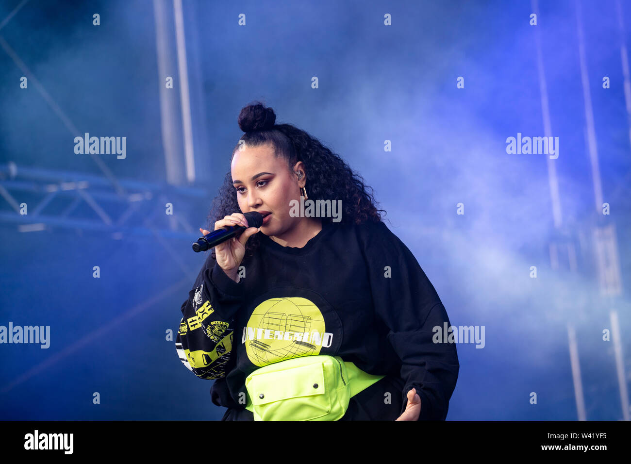 Bergen, Norway - June 14th, 2019. The British electronic music group Clean Bandit performs a live concert during the Norwegian music festival Bergenfest 2019 in Bergen. Here singer Yasmin Green is seen live on stage. (Photo credit: Gonzales Photo - Jarle H. Moe). Stock Photo