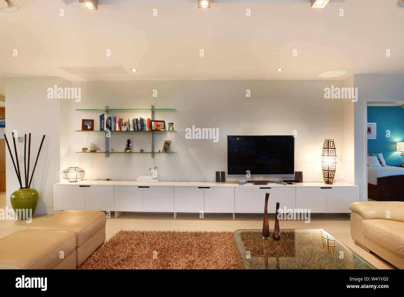 Books And Television In Living Room Comfortable Furnitures