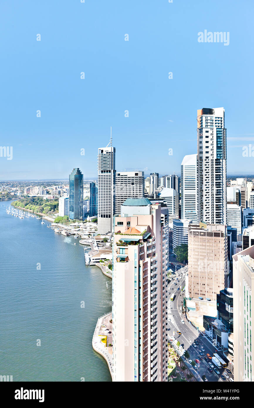 Modern City High View And River With Blue Sky Of Brisbane City Queensland Australia Stock Photo Alamy