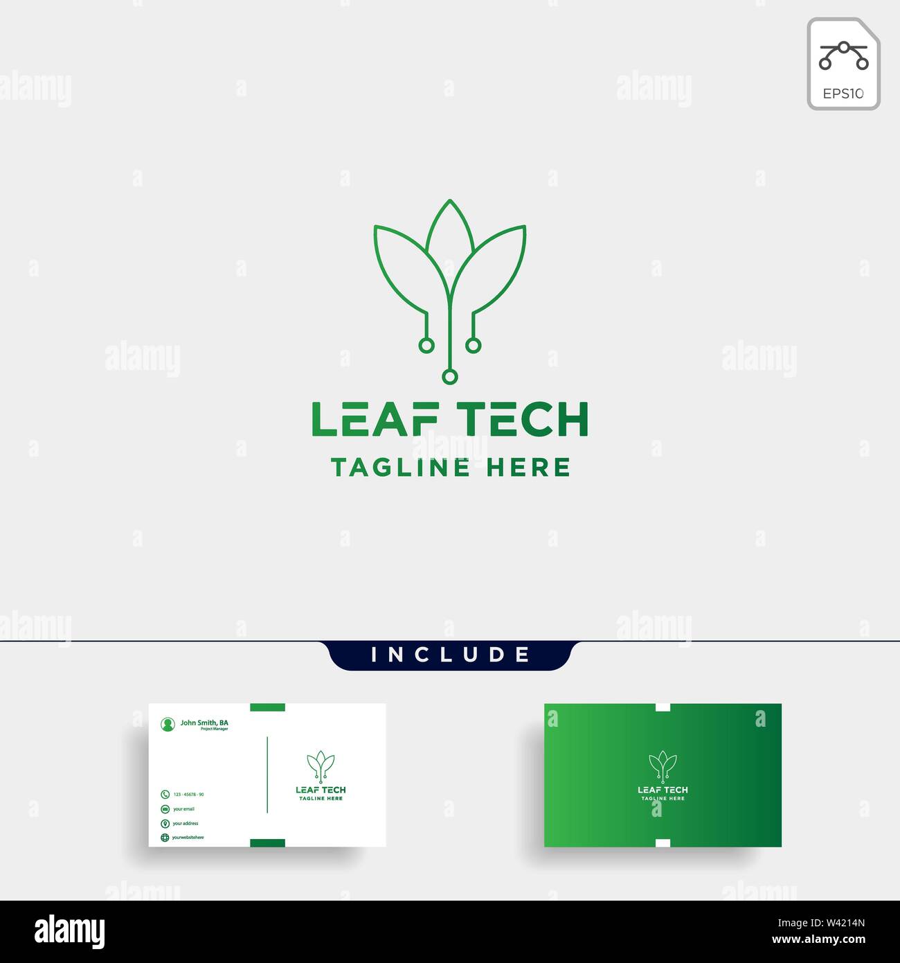 leaf green technology logo design nature tech symbol icon illustration ...