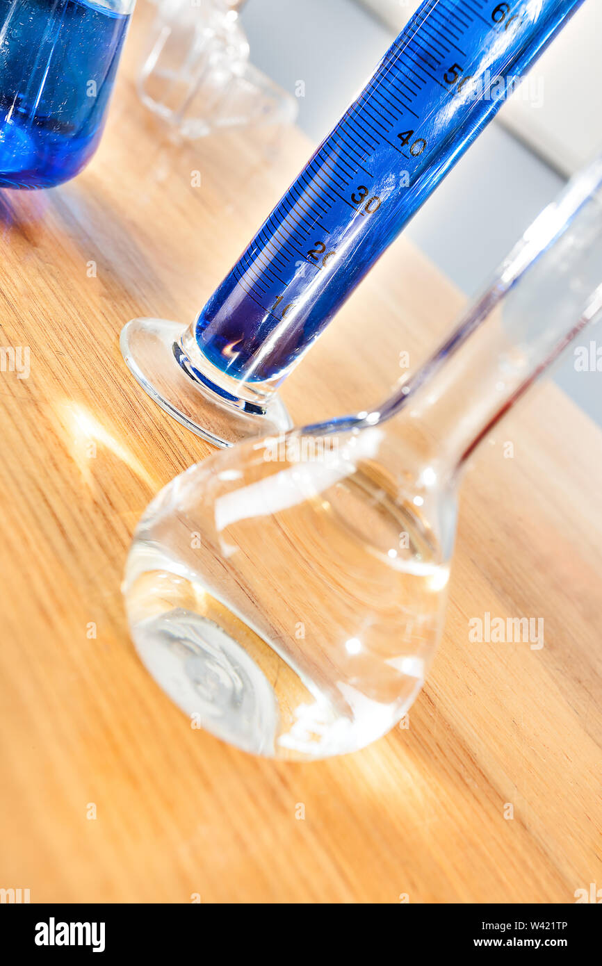 Science laboratory beaker made in glass with a sample test tube ...