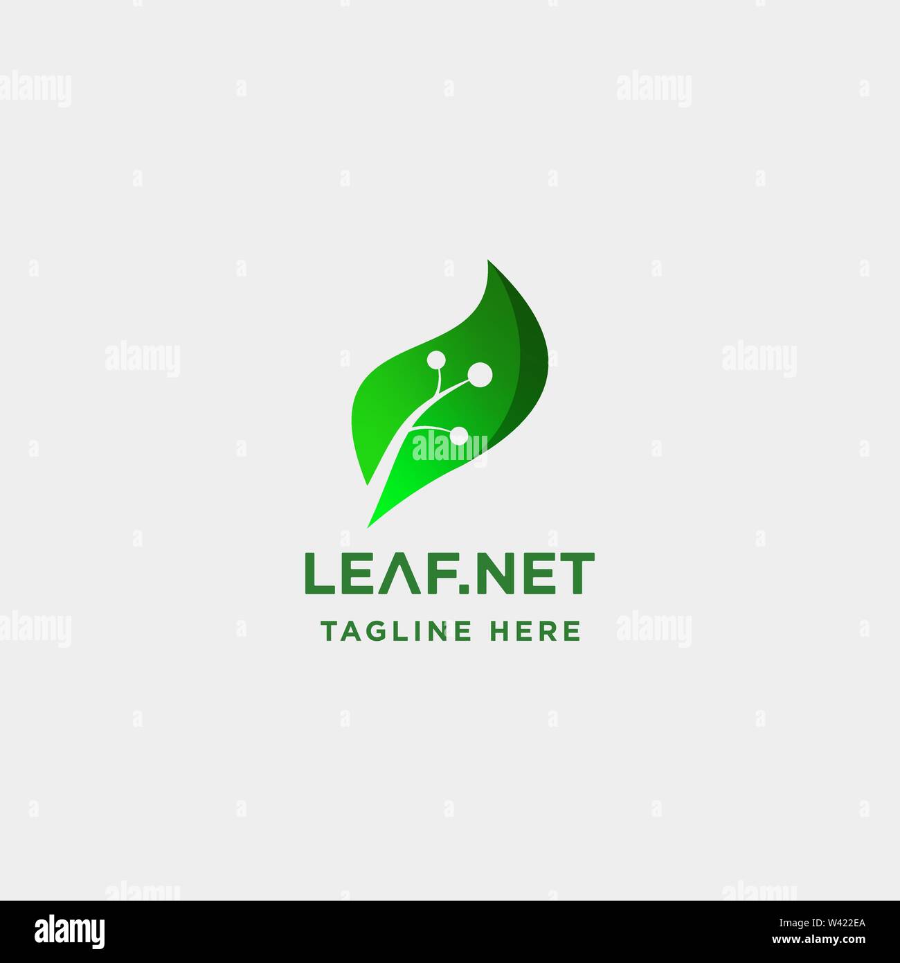 leaf green technology logo design nature tech symbol icon illustration ...