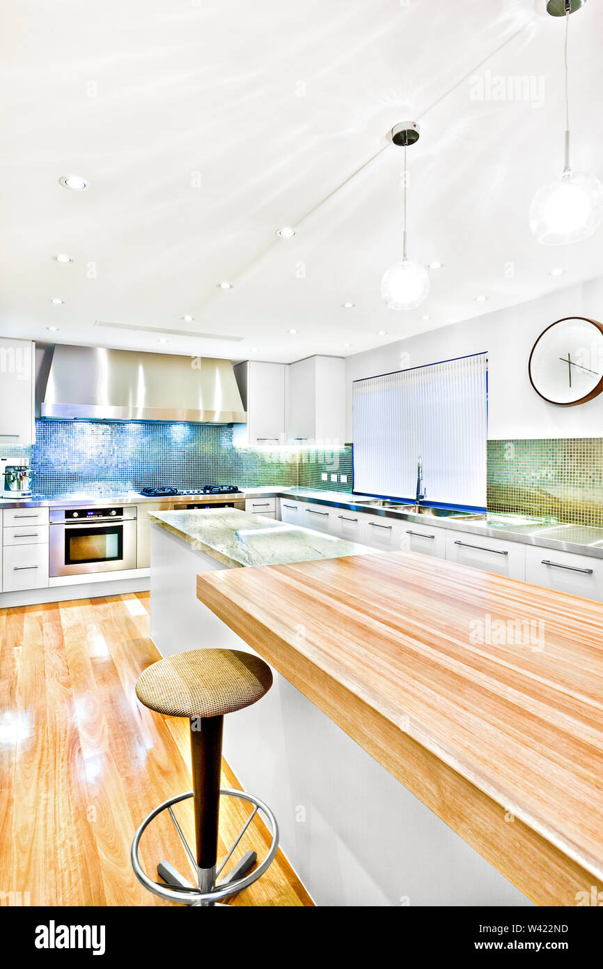 Colorful table with chair in kitchen room, floor is made with woods ...