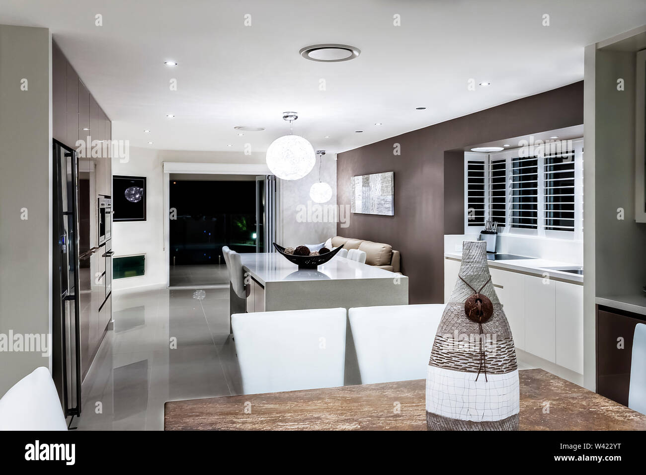 Modern Dining Room With The Kitchen Focusing Ornamental Items Like