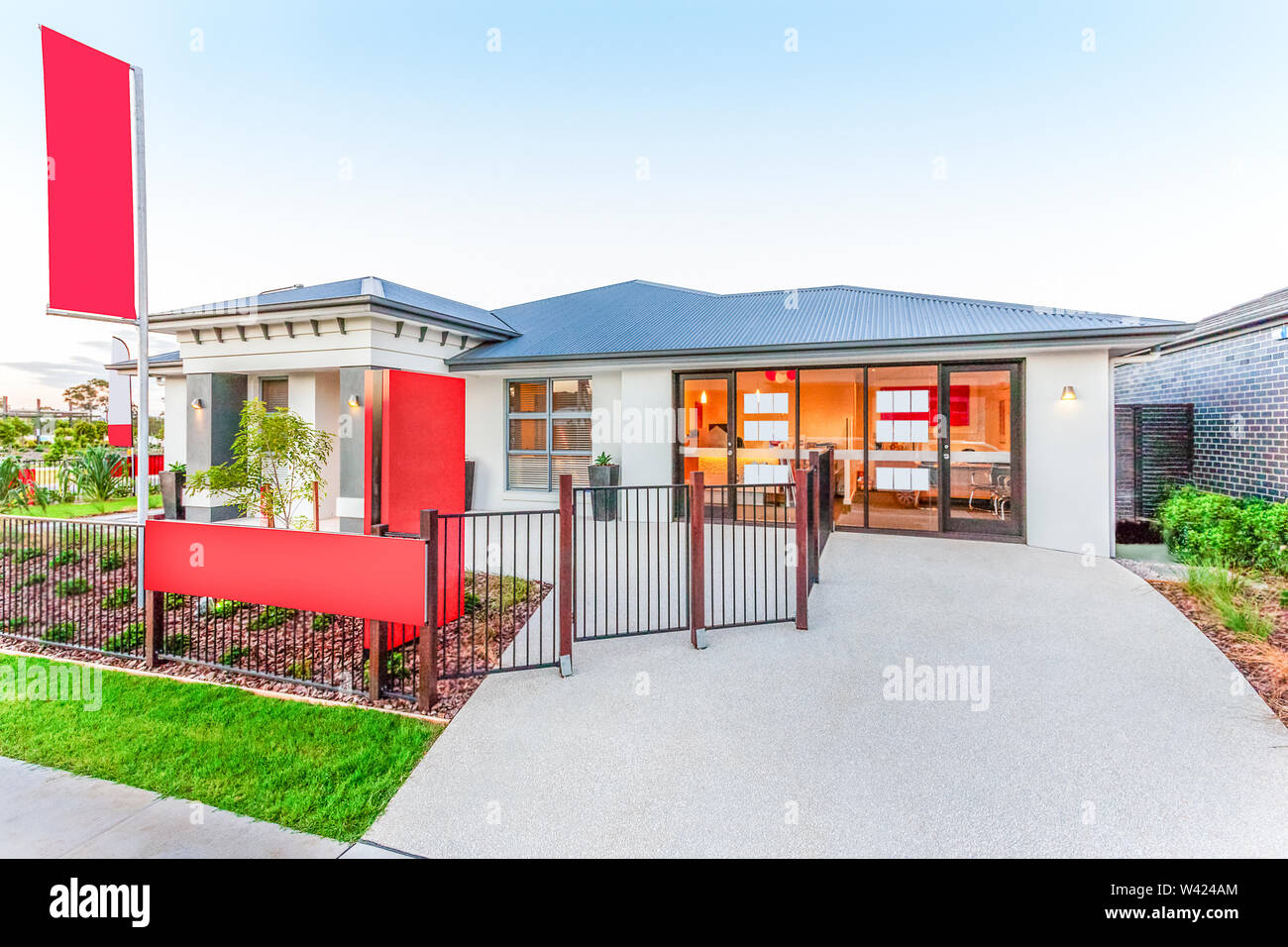 Luxury Mansion With Concrete Floor And Steel A Fence Including