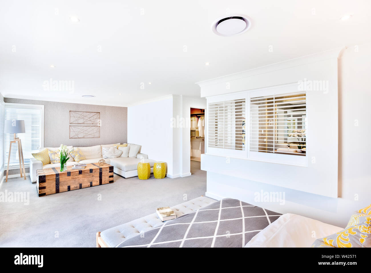 House With White Ceiling And Wall In The Living Room Including A