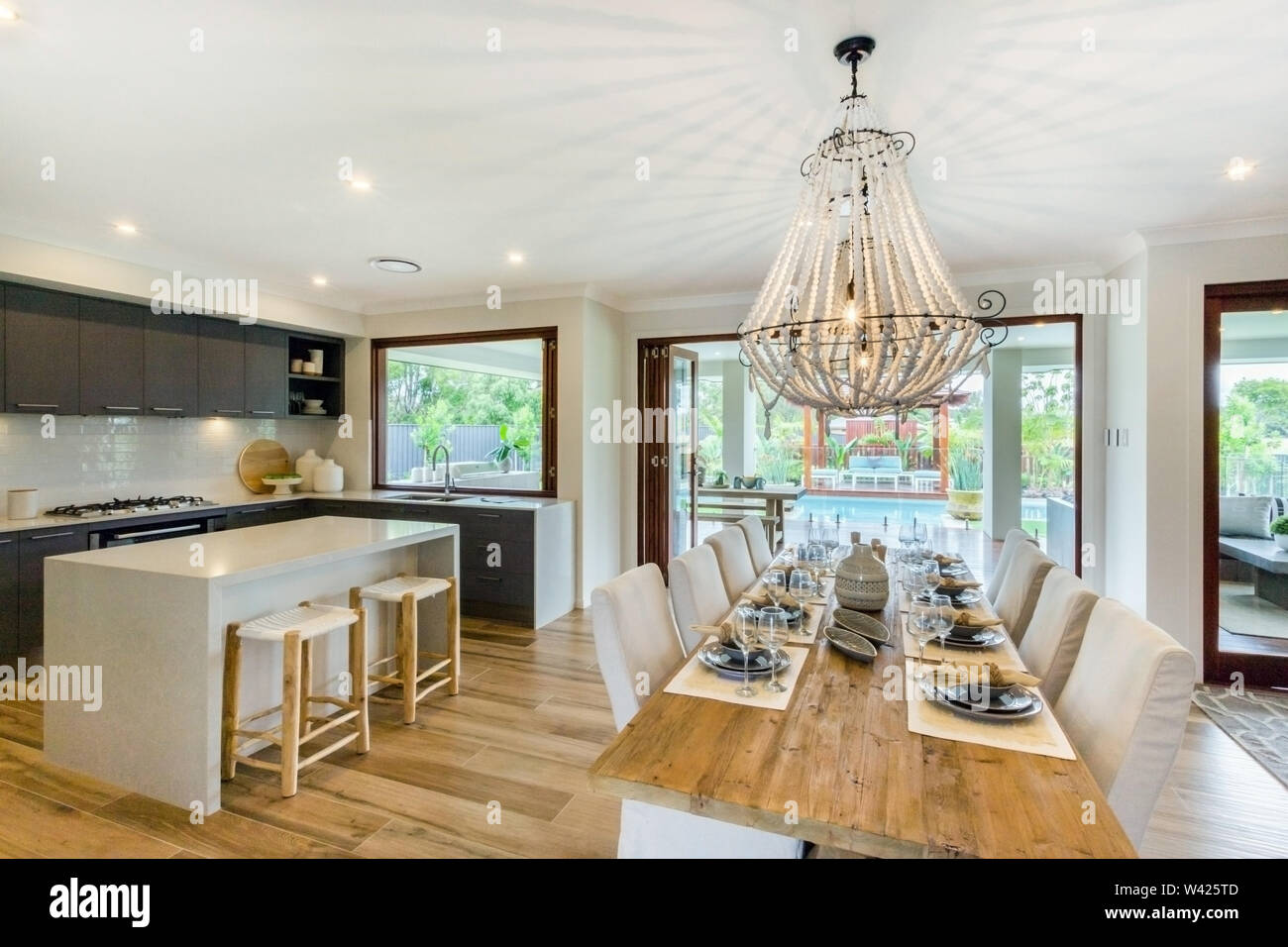 Family size dining area adjacent to the kitchen with an attached