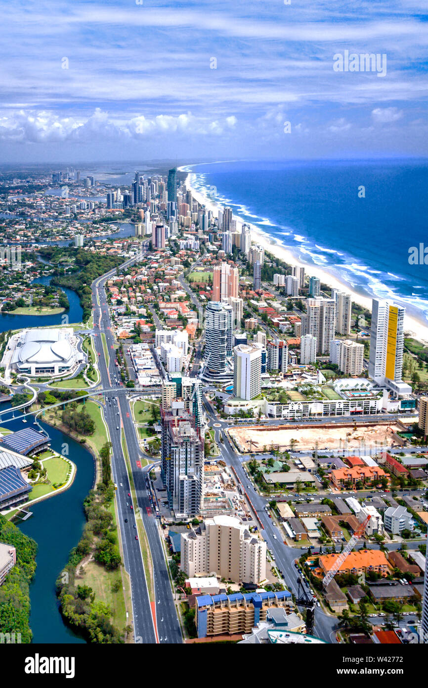 Stunning aerial shot of city of Gold Coast, Queensland, Australia, taken on sunny surfers paradise Stock Photo - Alamy
