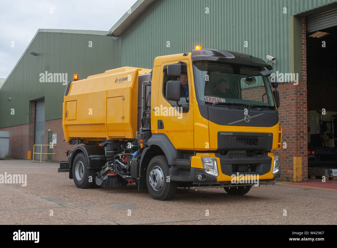 A Scarab Road Sweeper ready for delivery to client UK Stock Photo
