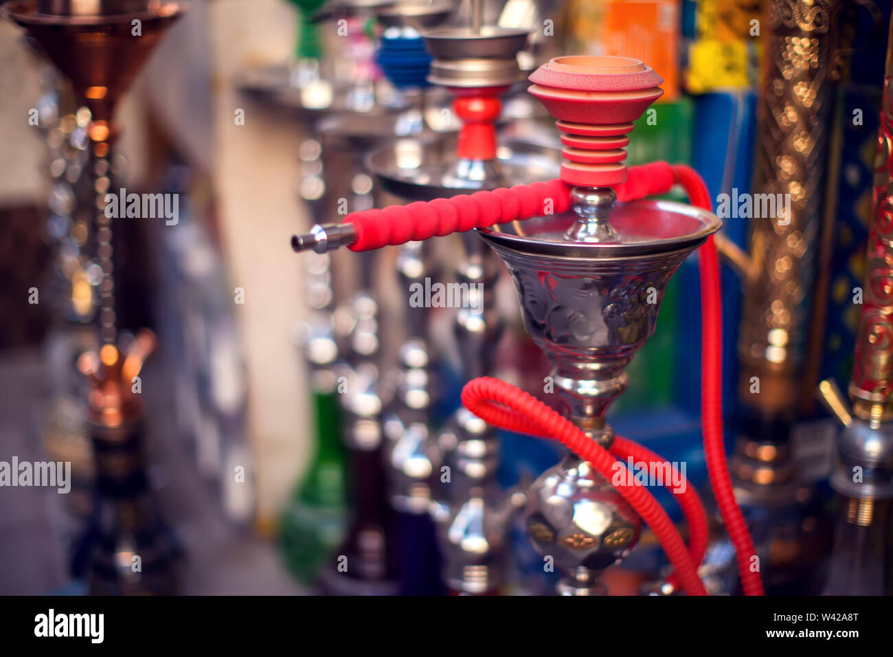 Hookah in souvenir shop,colorful shisha Stock Photo Alamy