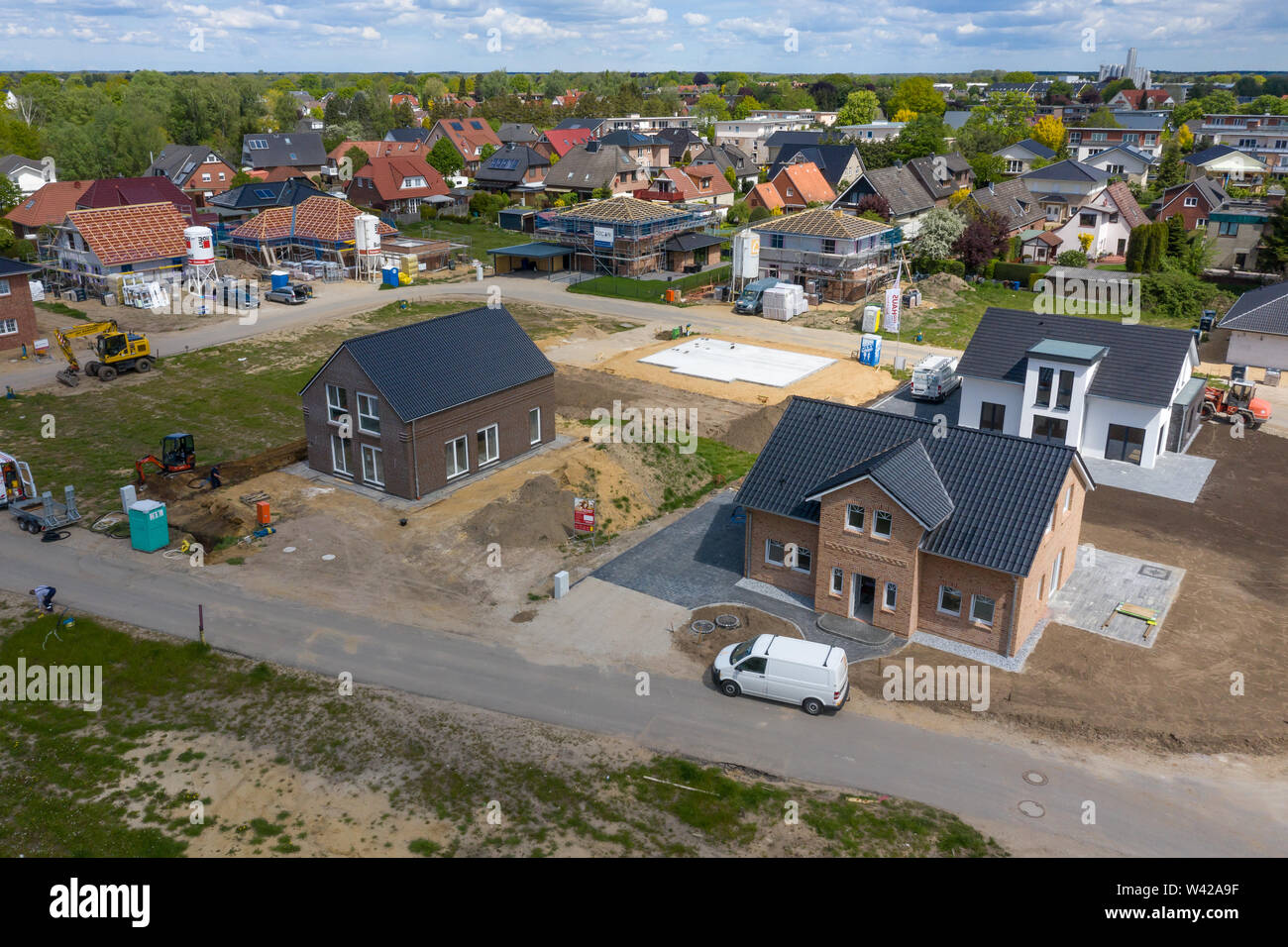 aerial view of a new construction area in Barmstedt Stock Photo
