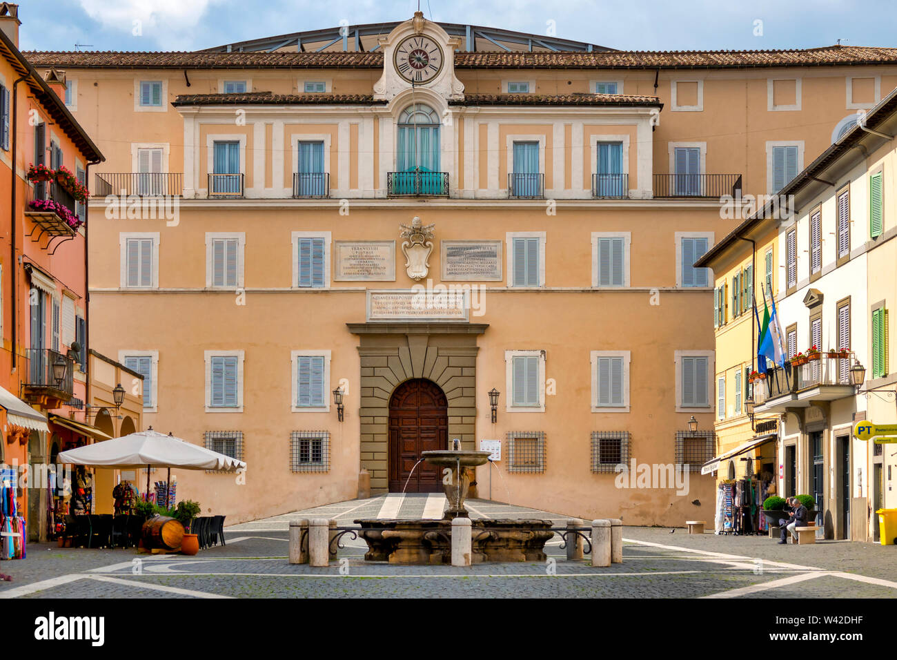 The facade of the Apostolic Palace, Castel Gandolfo, Italy Stock Photo