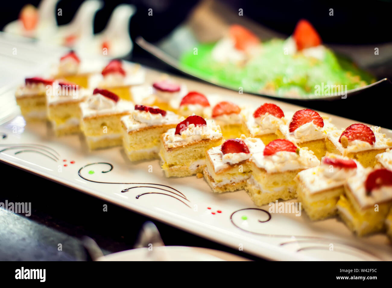 Close up delicious dessert pastry cakes in the hotel. Fresh colourful sweet  berry desserts, beautifull decorated in Egypt Stock Photo - Alamy