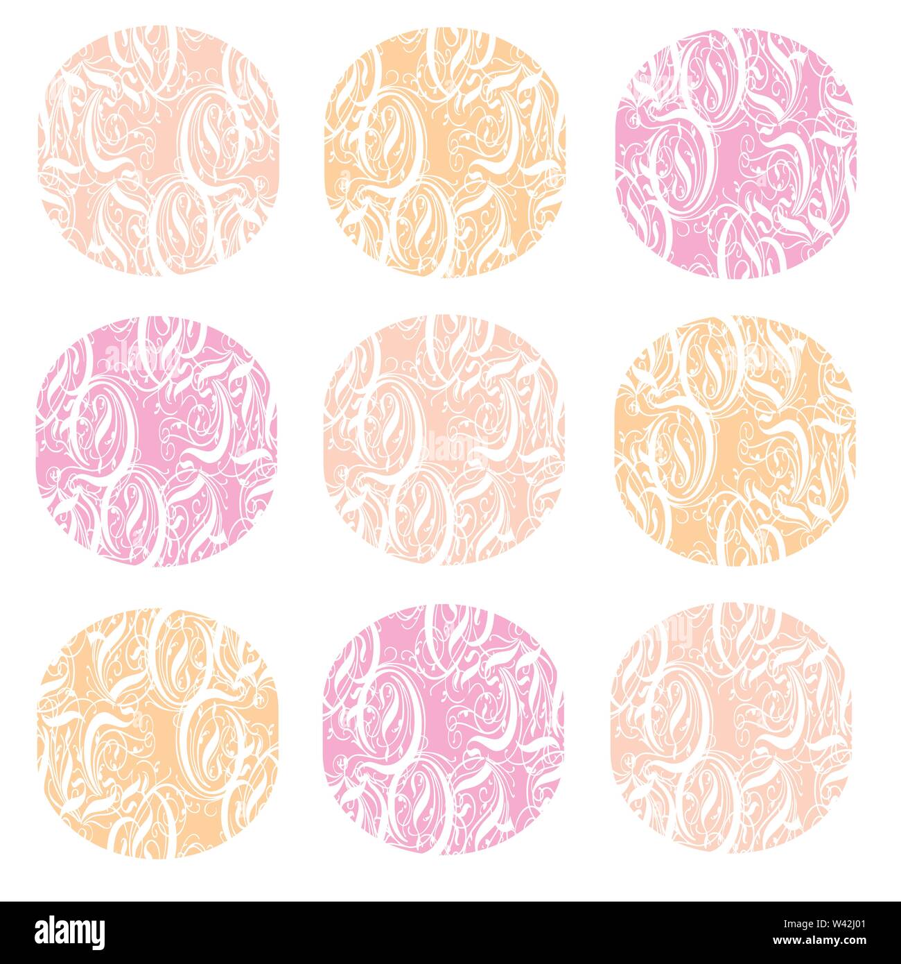 Candy sweet pattern with pink ornamented circles Stock Vector