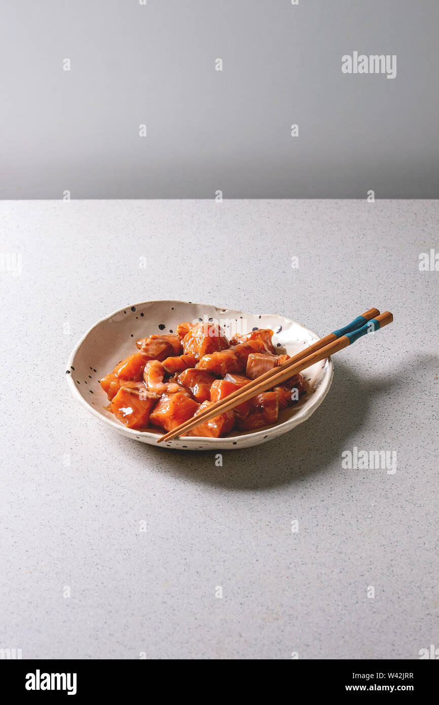 Soy sauce marinated salmon Stock Photo - Alamy