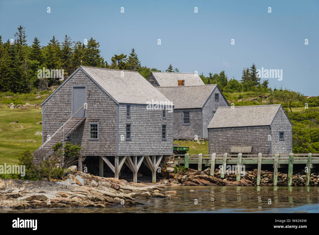 Andrew and Betsy Wyeth’s Home on Allen Island on a sunny summer day