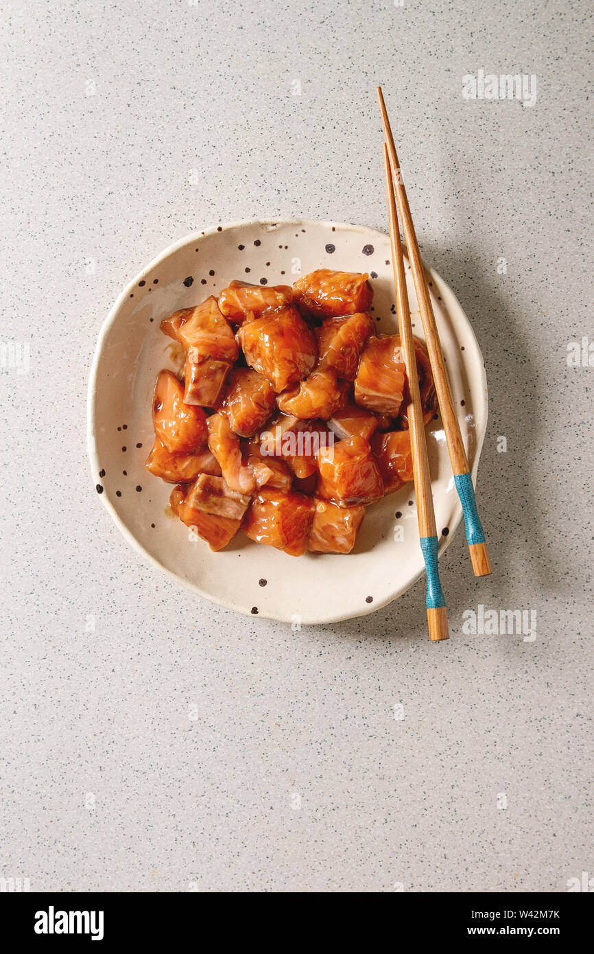 Soy sauce marinated salmon Stock Photo - Alamy