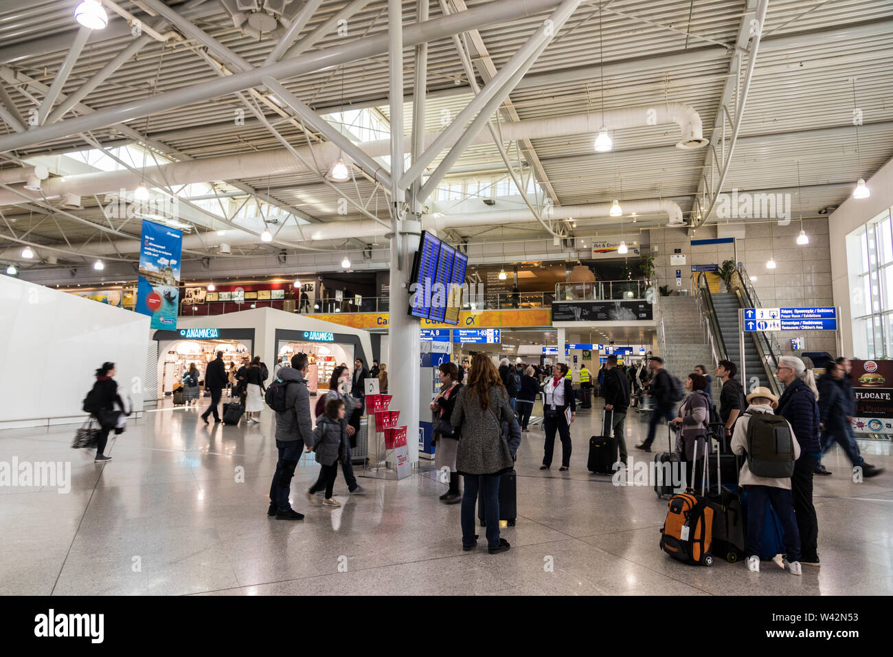 athens greece inside the departures terminal of athens international airport eleftherios venizelos ath stock photo alamy