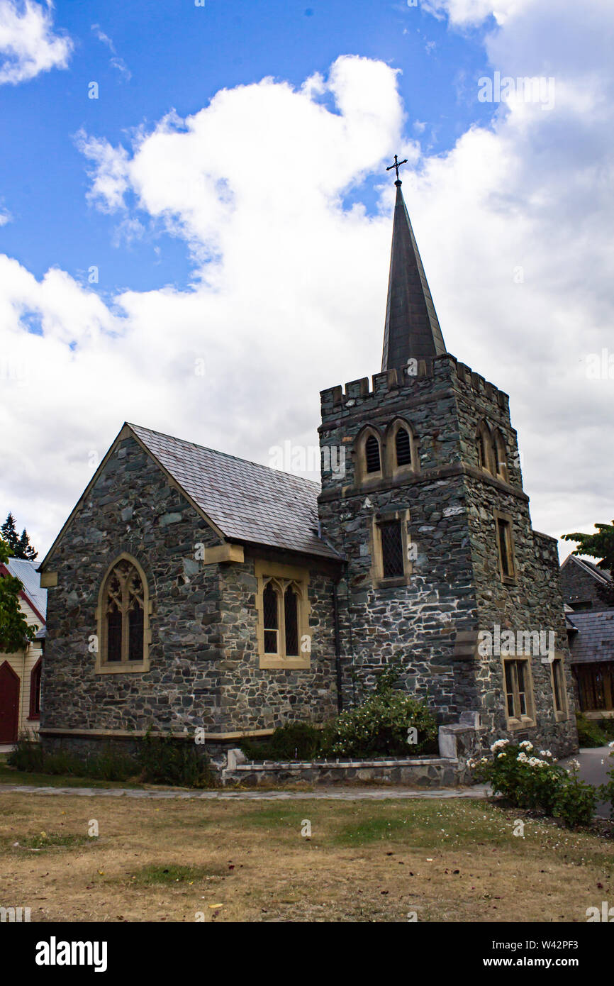 Solid rock church in Queenstown New Zealand Stock Photo