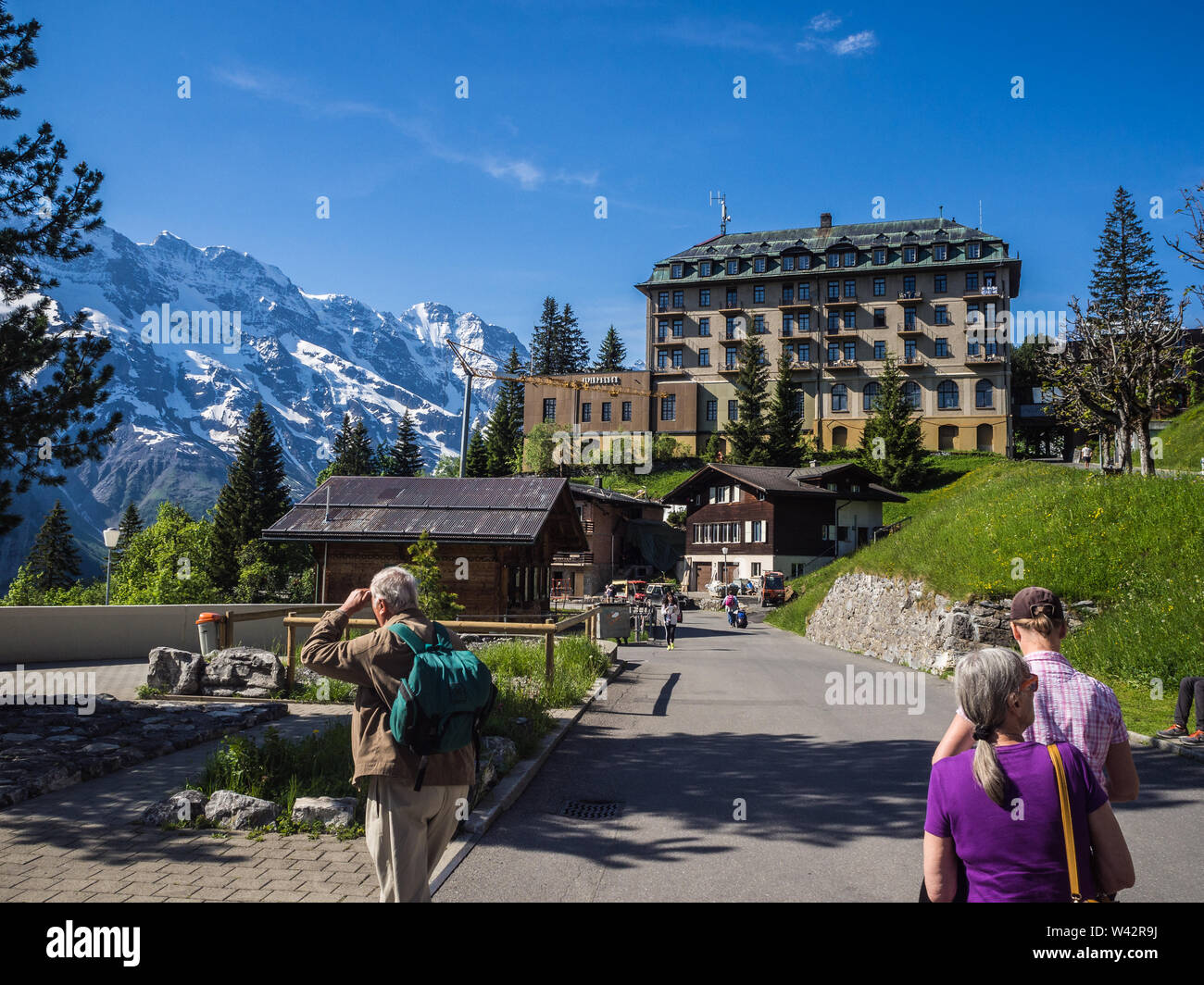 Mountain views from Murren in Switzerland Stock Photo