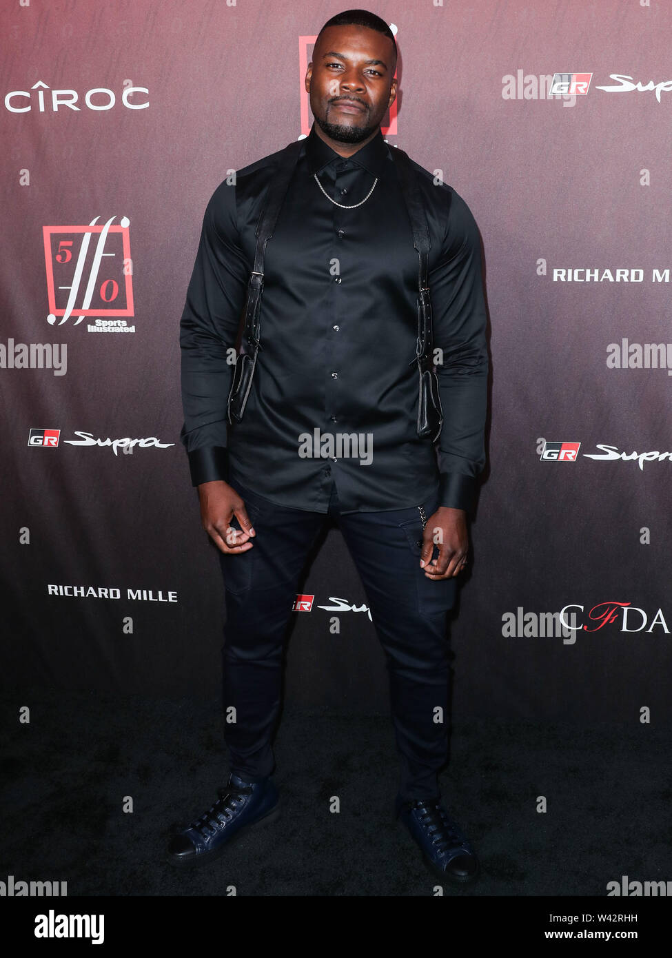 Hollywood, United States. 18th July, 2019. HOLLYWOOD, LOS ANGELES, CALIFORNIA, USA - JULY 18: Amin Joseph arrives at the Sports Illustrated Fashionable 50 held at Sunset Room Hollywood on July 18, 2019 in Hollywood, Los Angeles, California, United States. (Photo by Xavier Collin/Image Press Agency) Credit: Image Press Agency/Alamy Live News Stock Photo