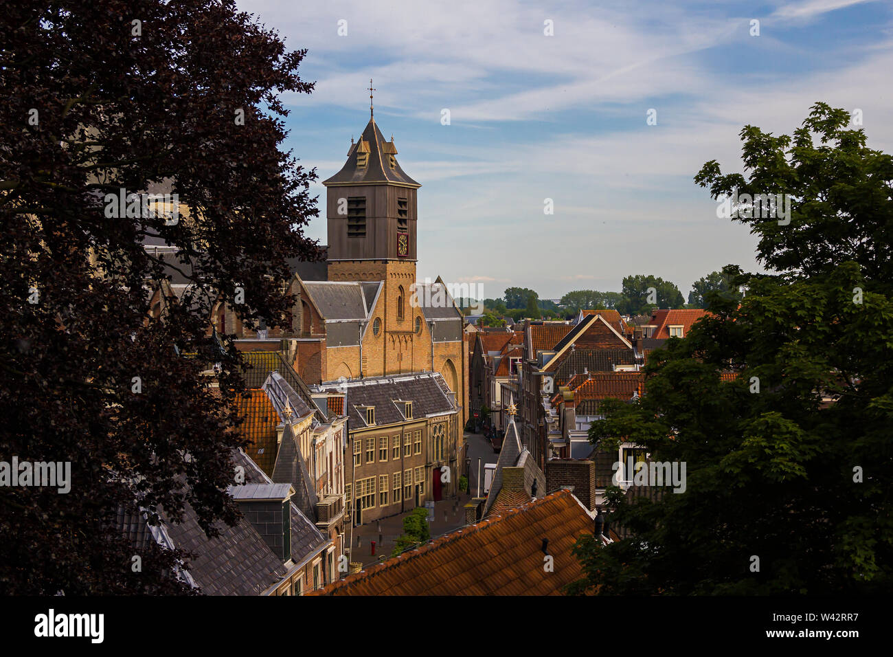 The view of Hooglandse Kerk from the The Burcht van Leiden (Fort of Leiden), Stock Photo