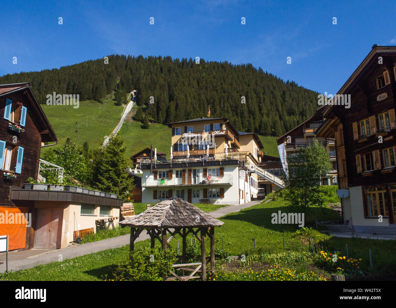 Mountain views from Murren in Switzerland Stock Photo Alamy