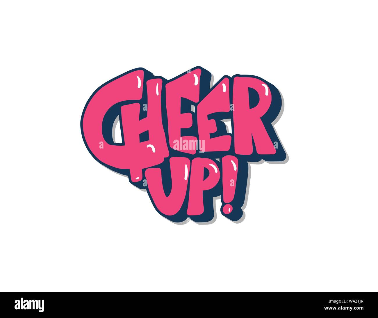 Cheer up phrase isolated. Volumetric words on white background. Vector
