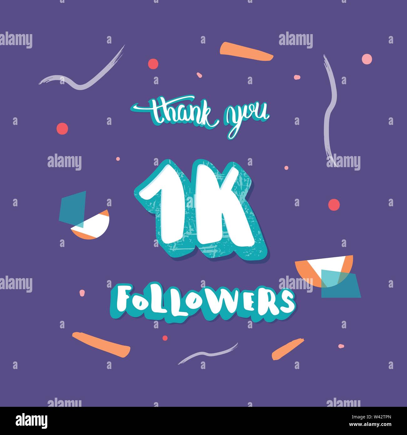 1000 followers thank you social media flat template. Banner for ...