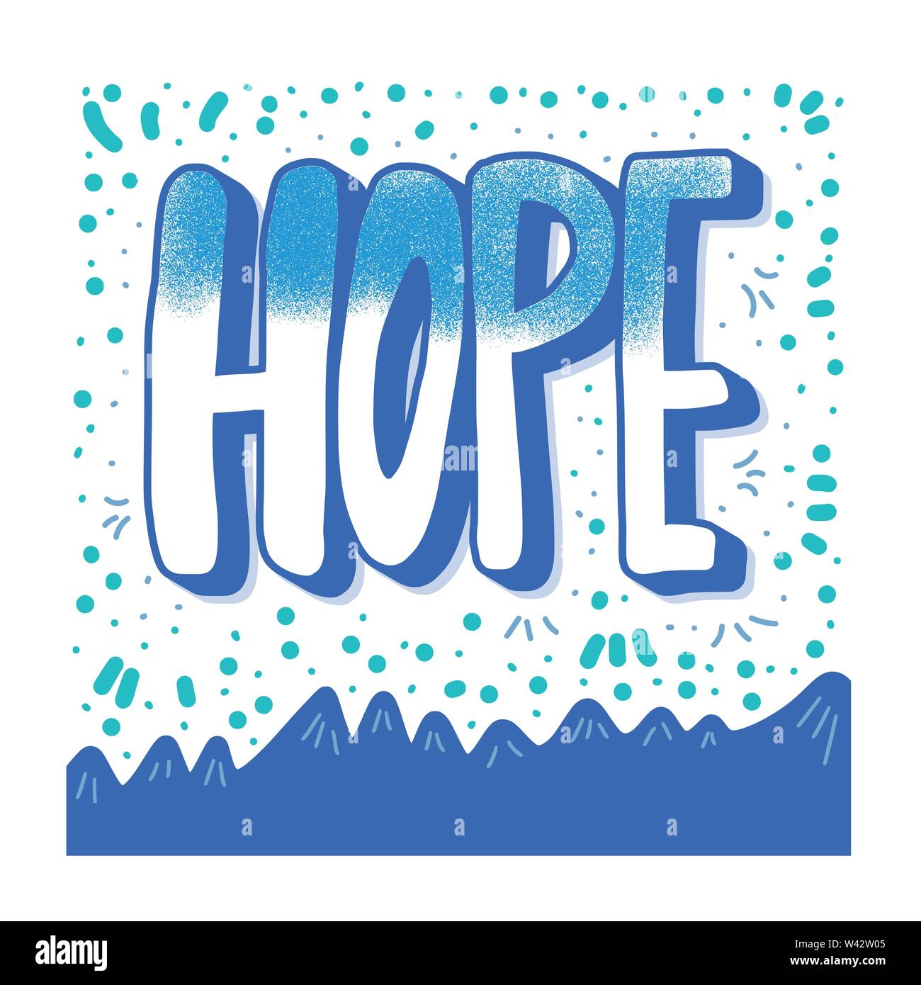 Vector Hope word. Vector handdrawn phrase isolated on white background