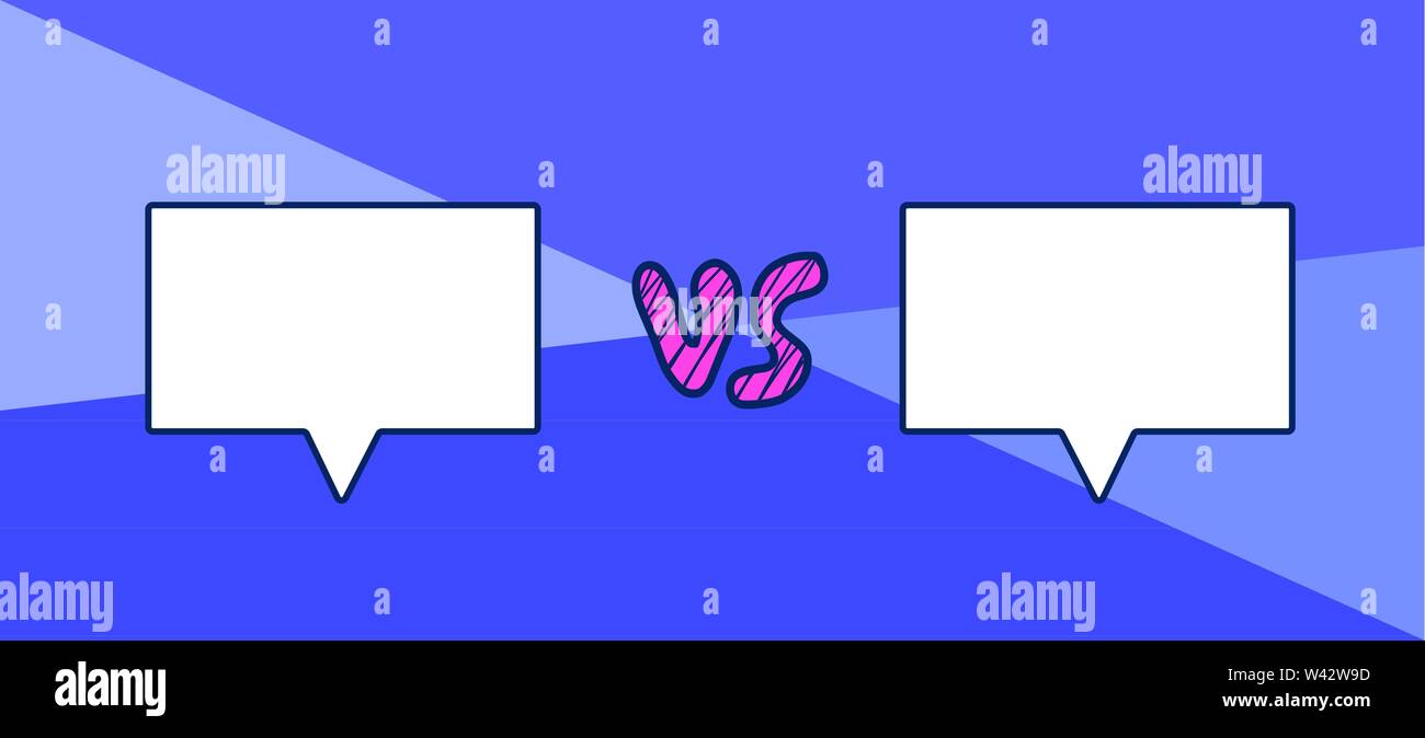 Versus screen. Vs symbol with speech bubble for text. Confrontation ...