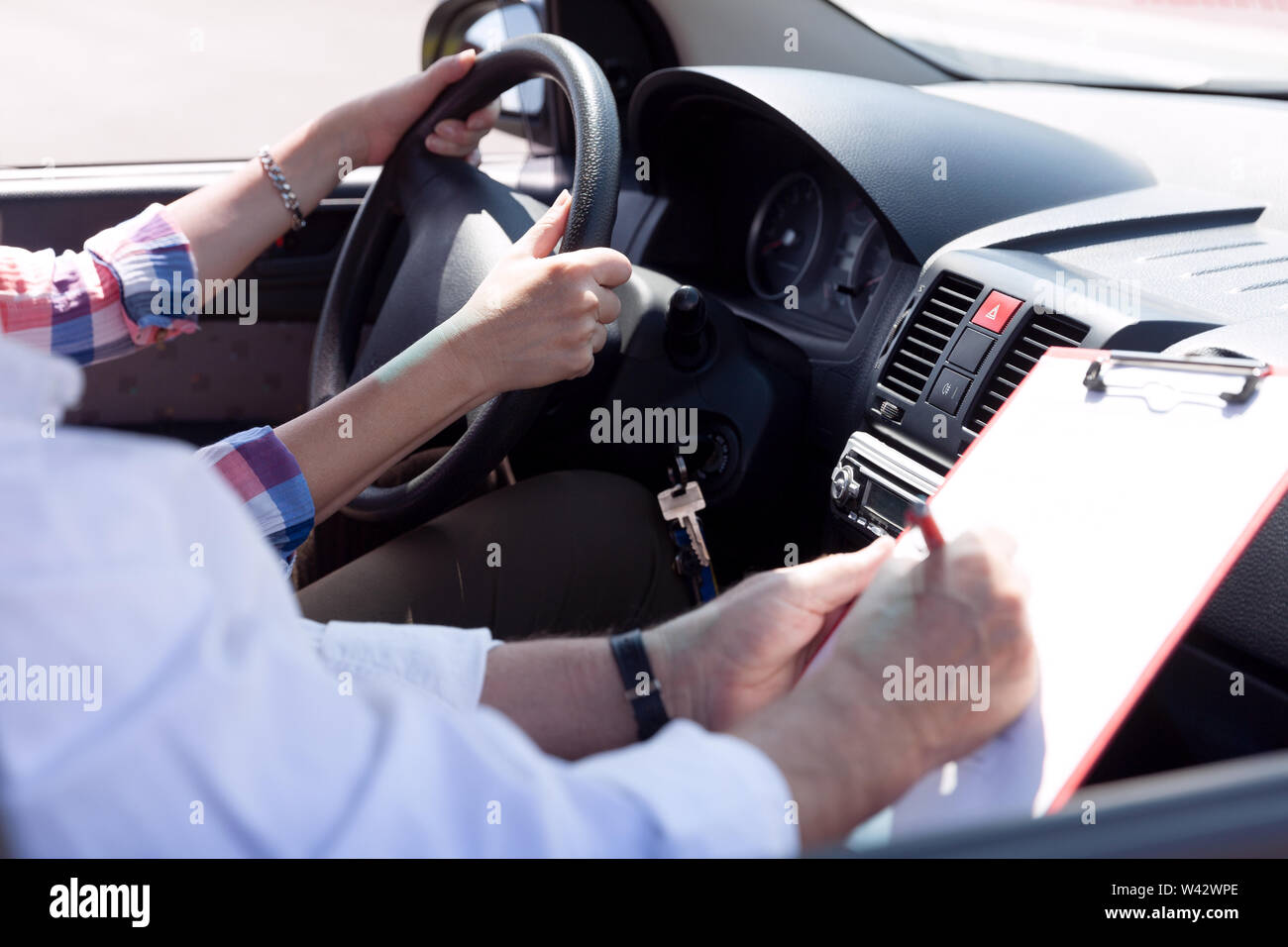 Learning to drive a car. Driving school. Driver education Stock Photo Alamy