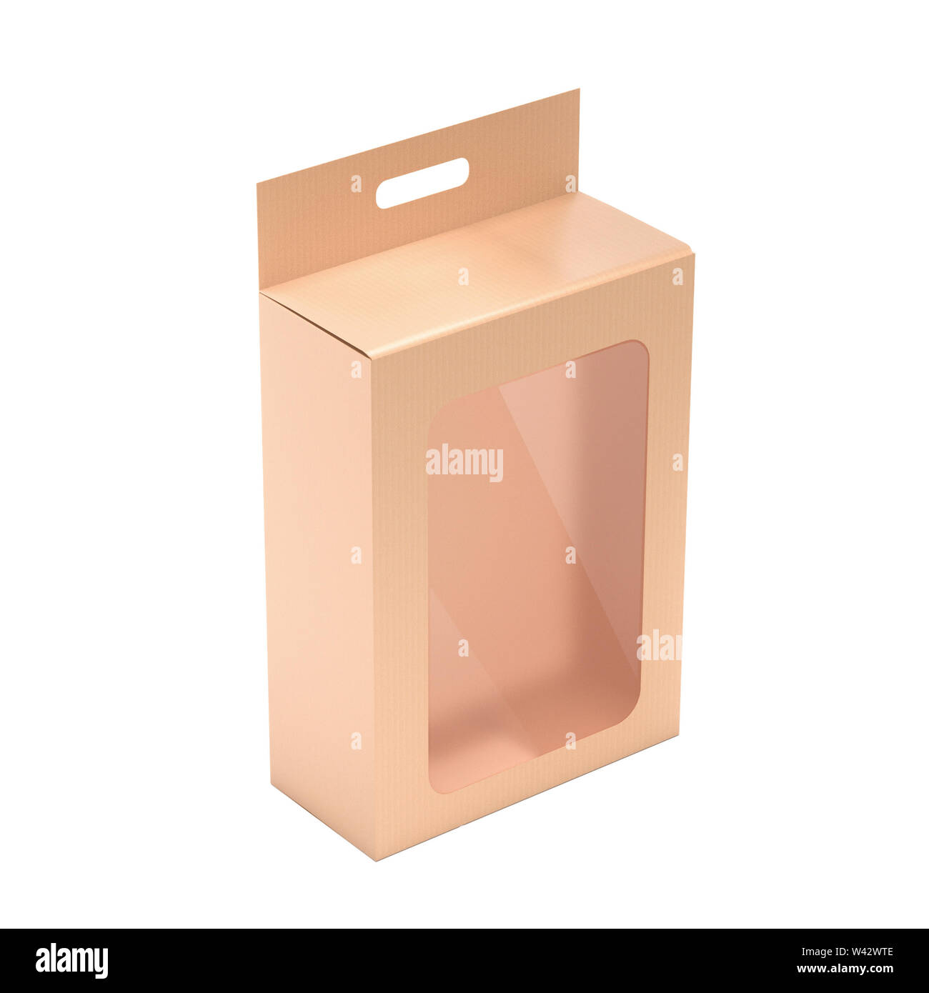 Box mock up. Brown display box with transparent window. 3d rendering ...