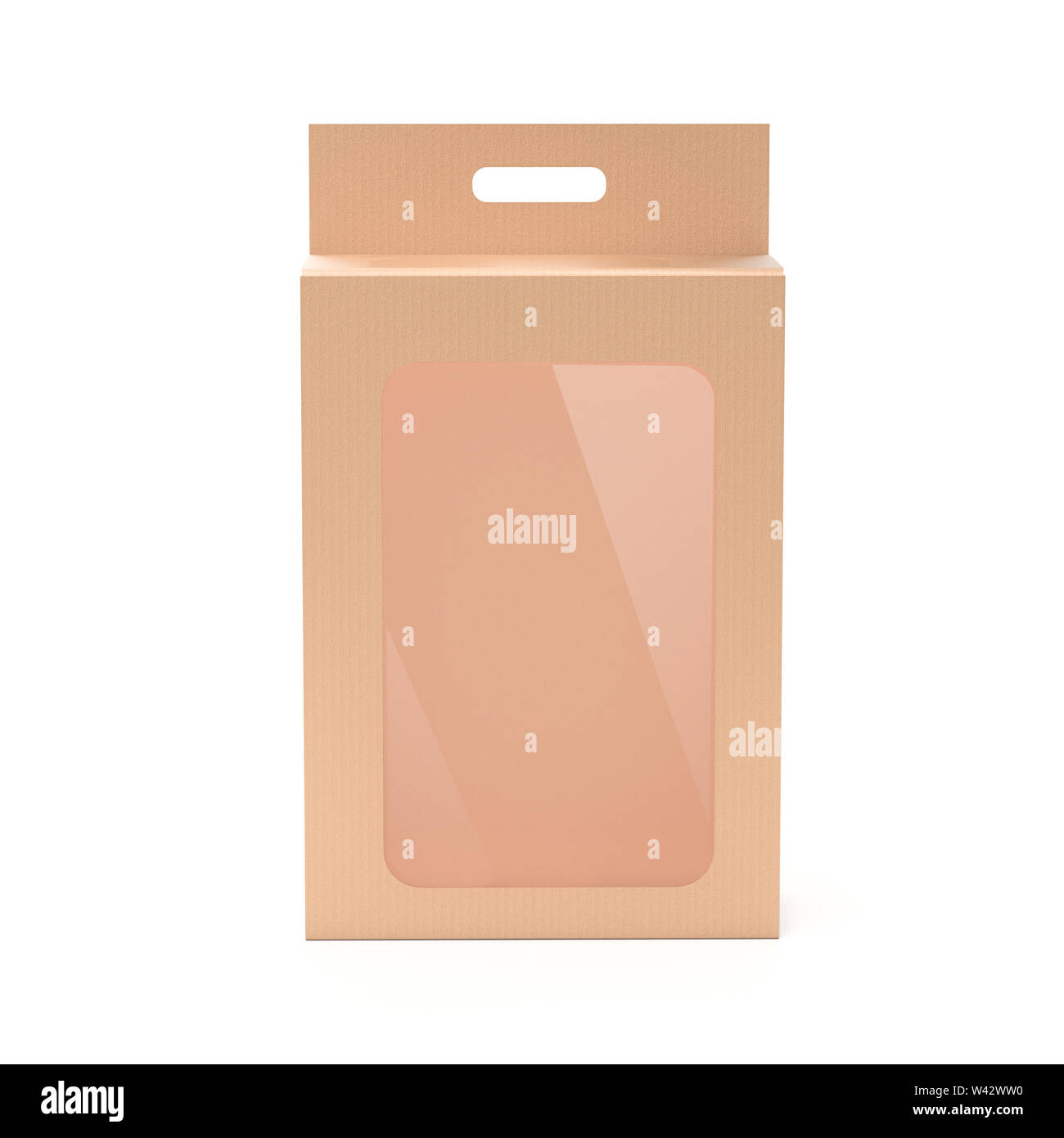 Box mock up. Brown display box with transparent window. 3d rendering ...