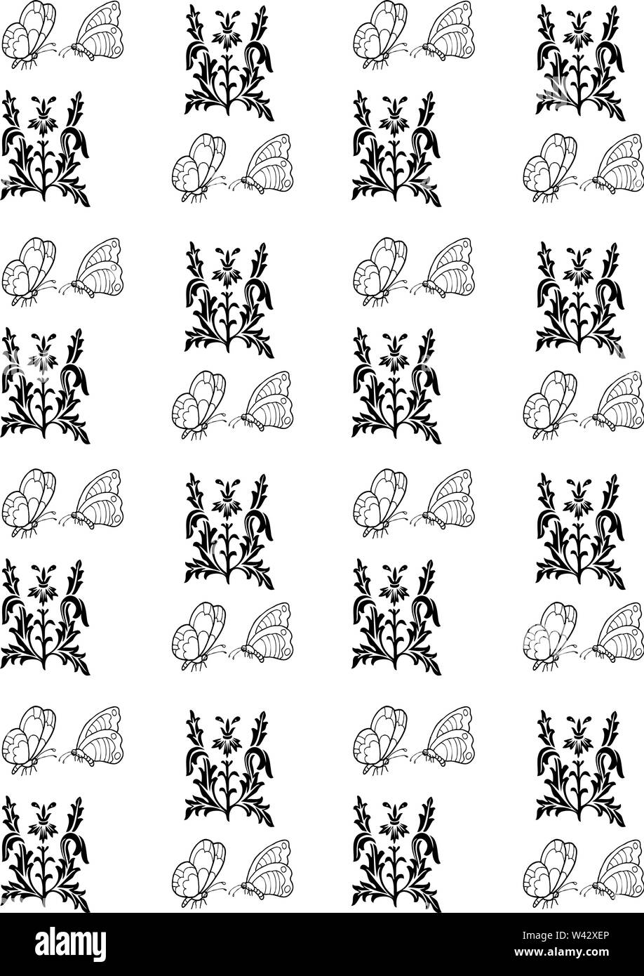 Minimal seamless borders vintage design elements set on white Stock Vector