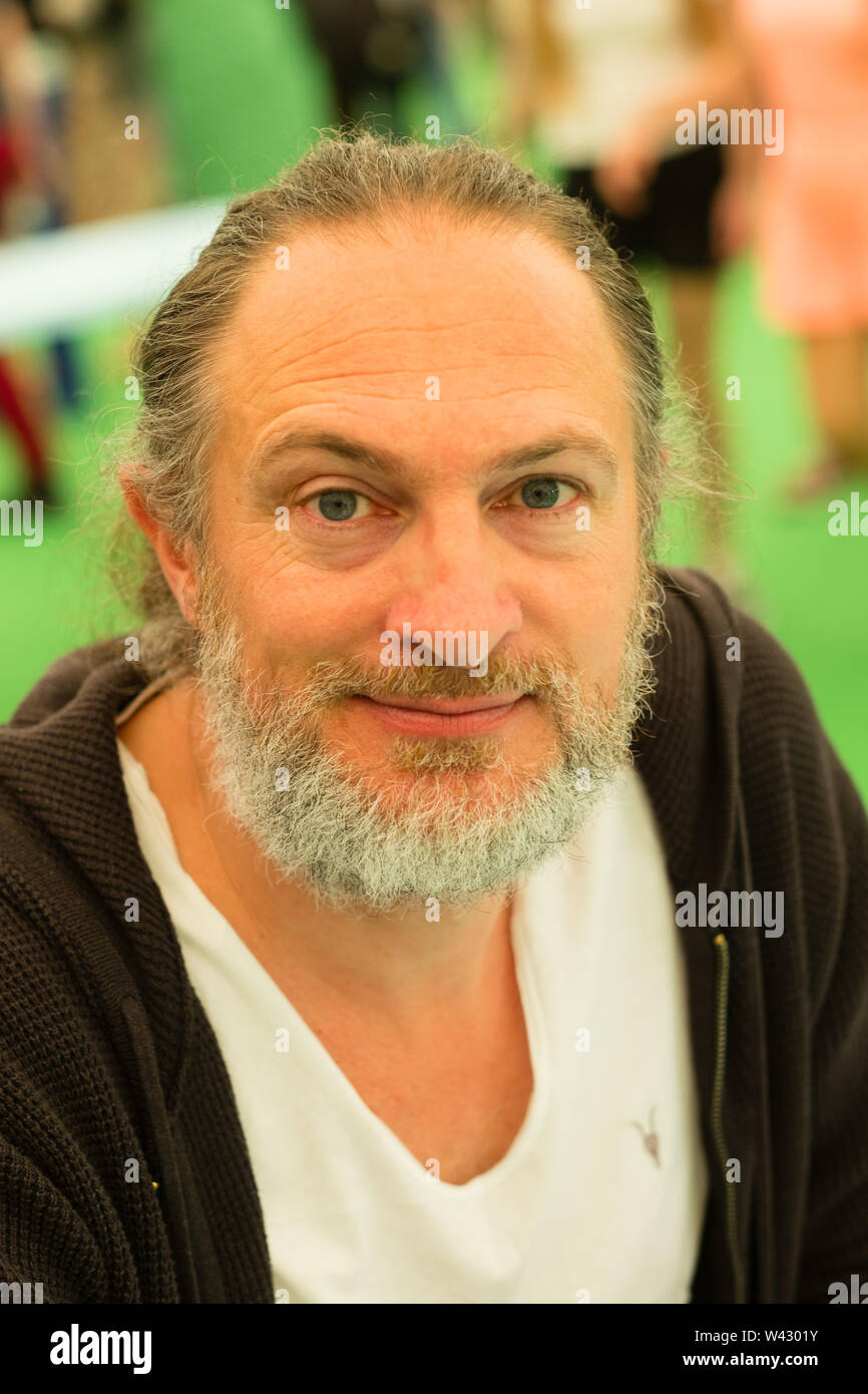 Marcus Sedgwick, British writer, illustrator and musician., at the 2019 Hay Festival Stock Photo