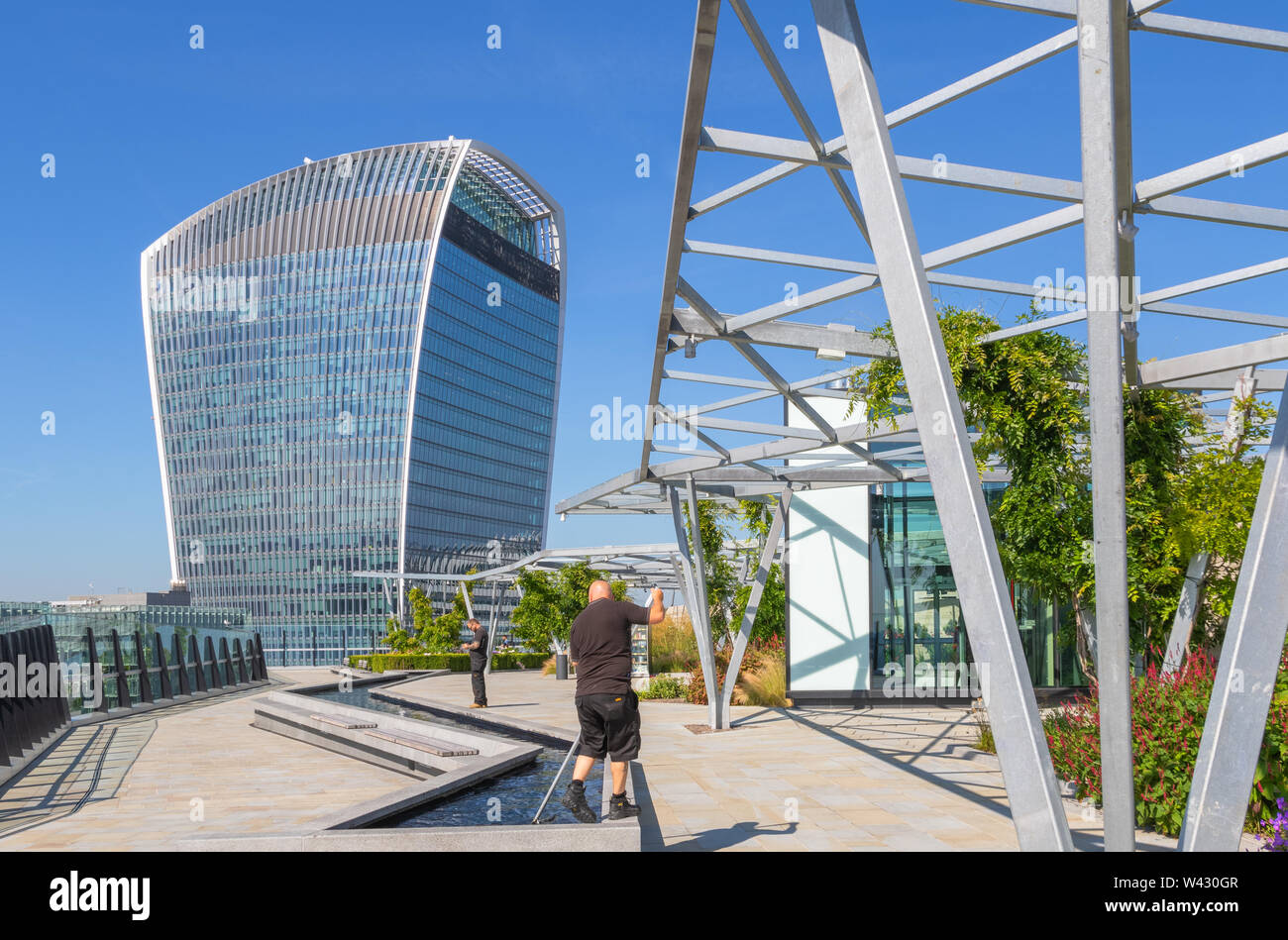 London, UK - July 16, 2019 - 20 Fenchurch Street building seen from The Garden at 120, a roof garden in the city of London Stock Photo