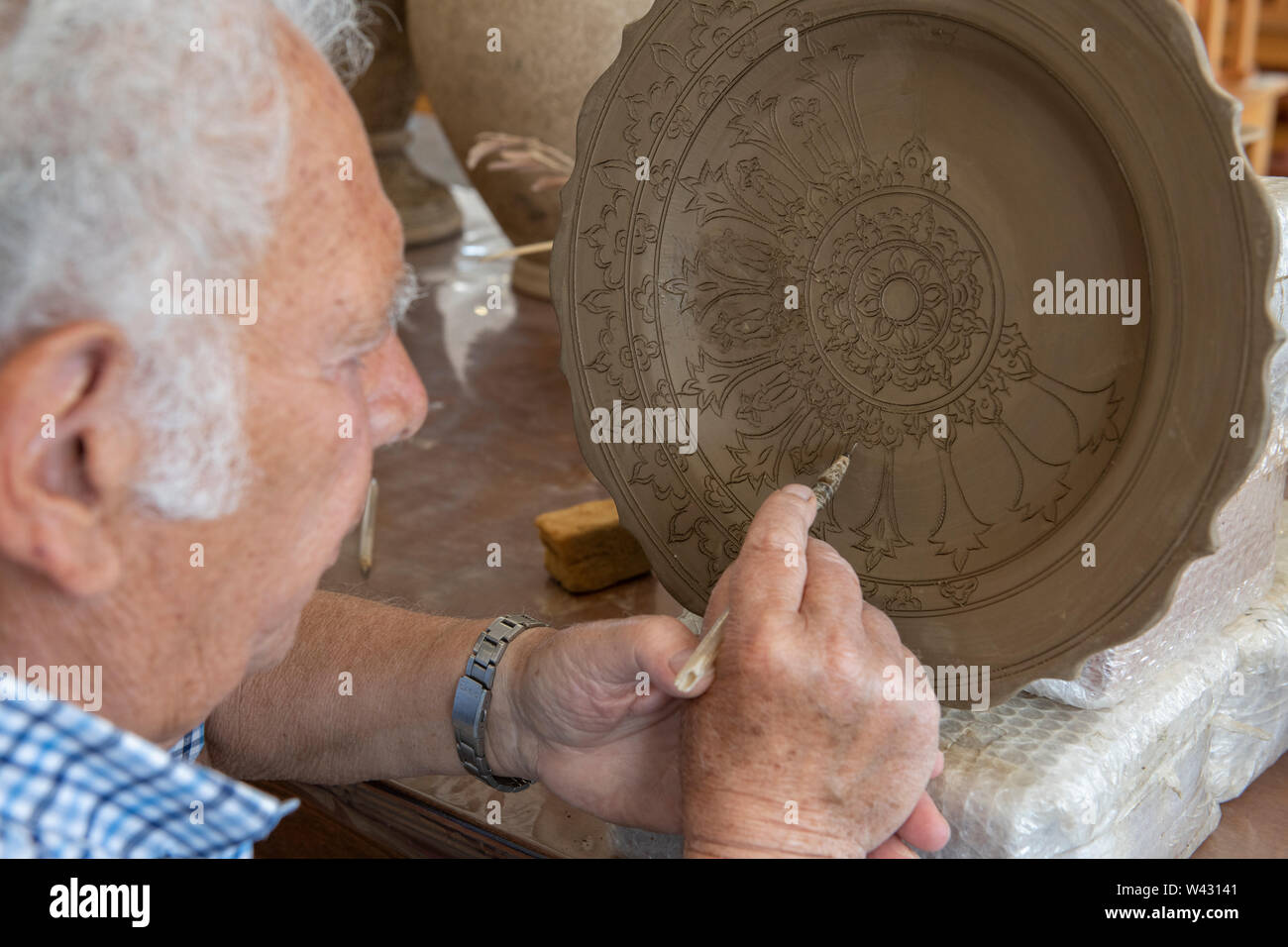 Greece, Rhodes, the largest of the Dodecanese islands. Bonis Ceramics