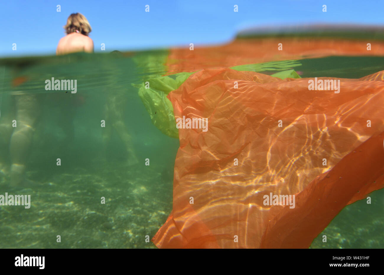 plastic bag underwater of the sea Stock Photo Alamy