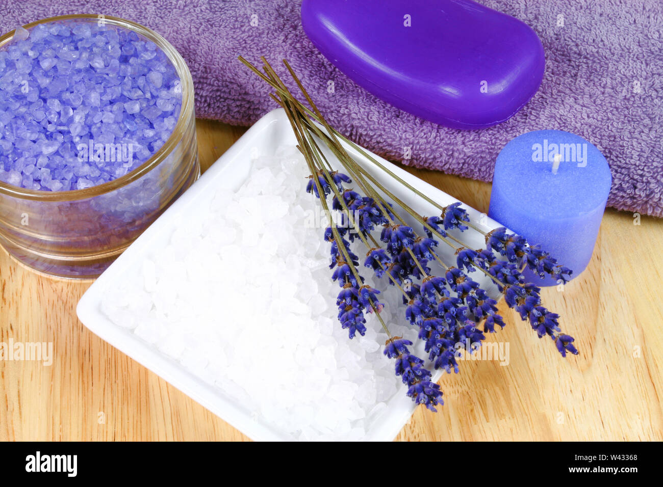Lavender aroma and body therapy in spa Stock Photo