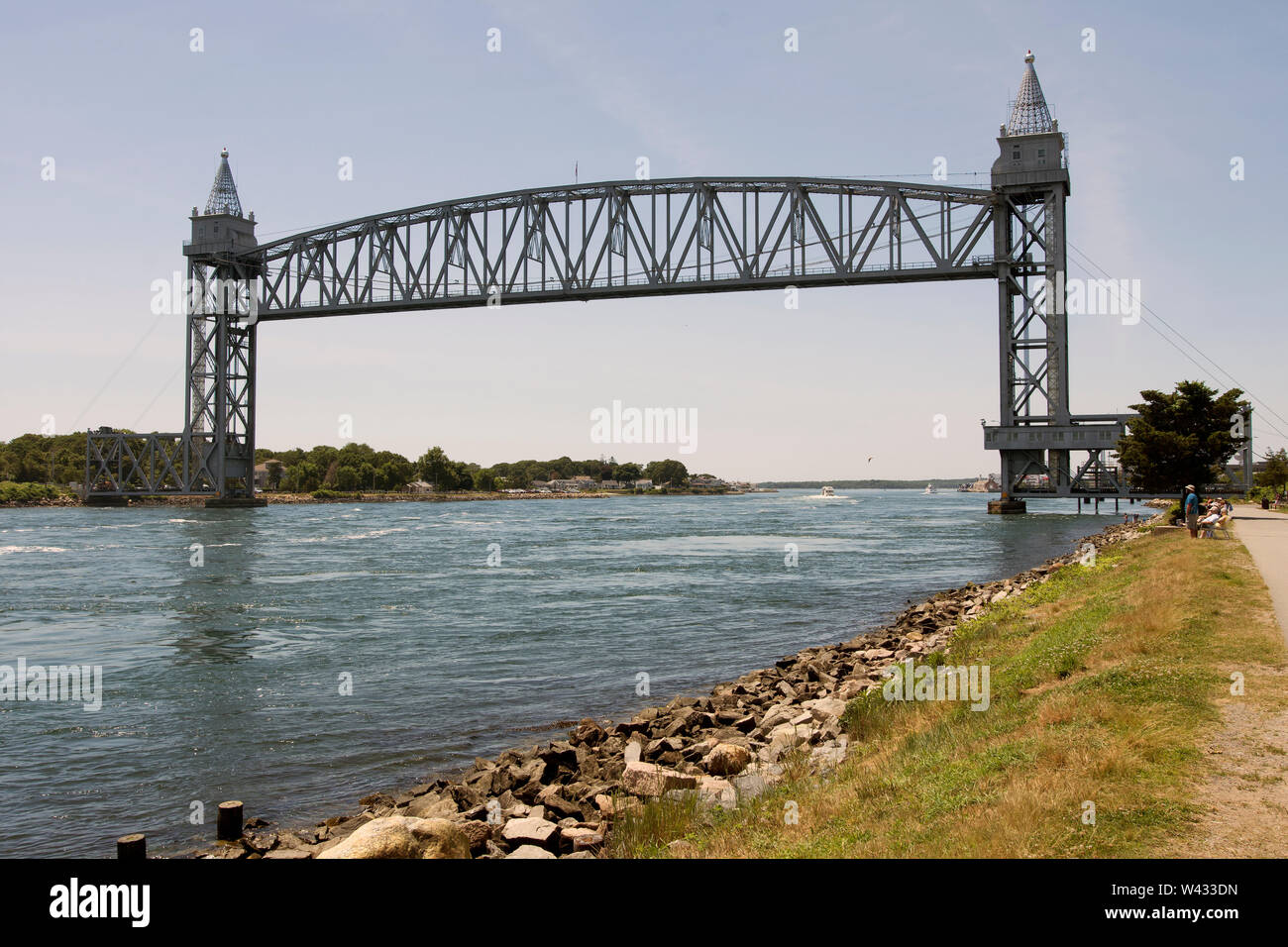 The Cape Cod Canal Railroad Bridge, a vertical lift bridge in Bourne
